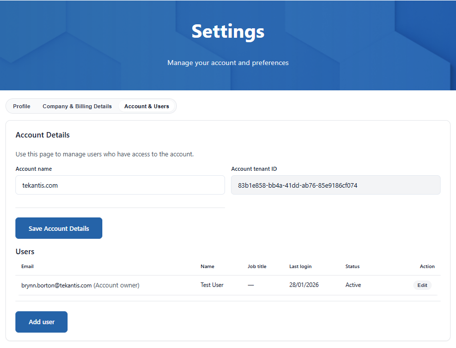 User Management Page
