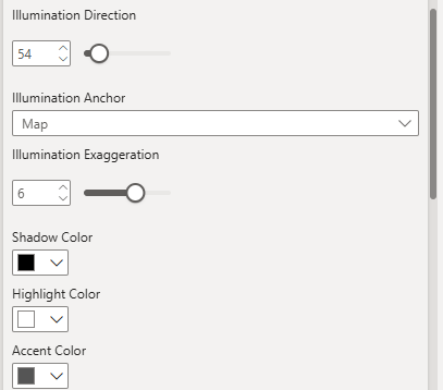 Customization options for hill shading